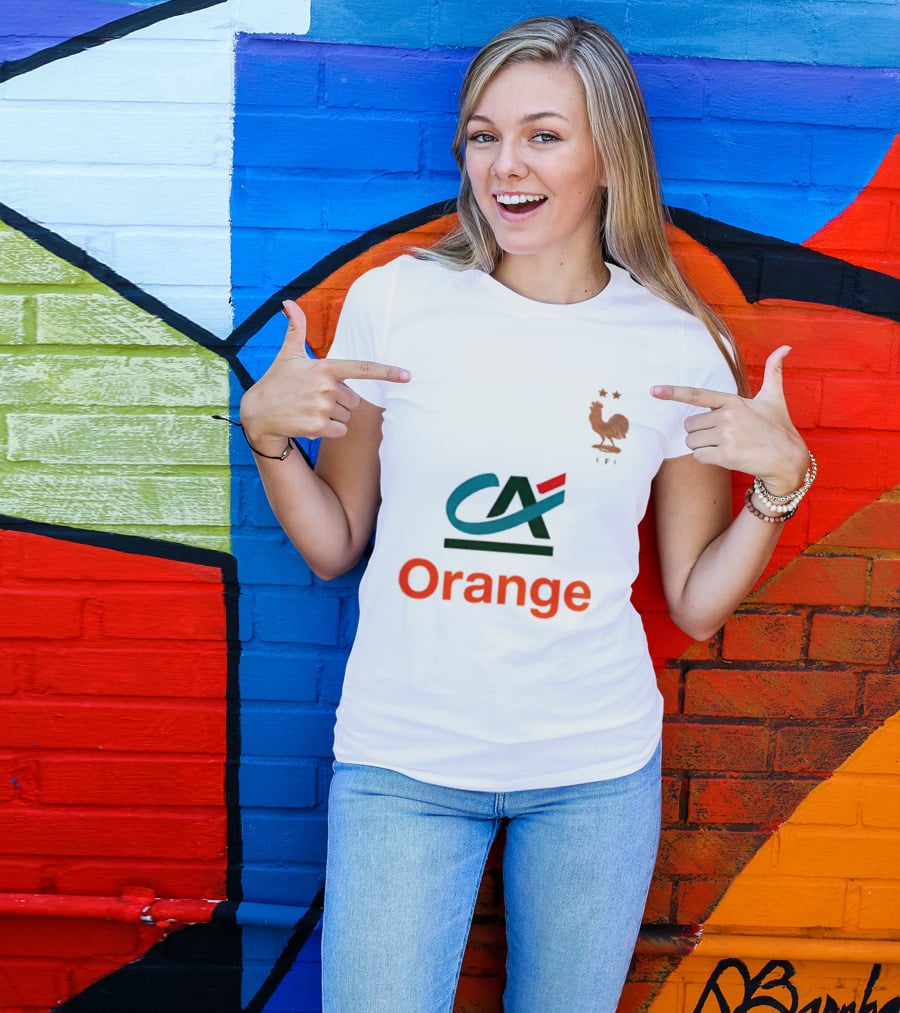 Crédit Agricole Orange Rooster Emblem With Stars And FF T-Shirt