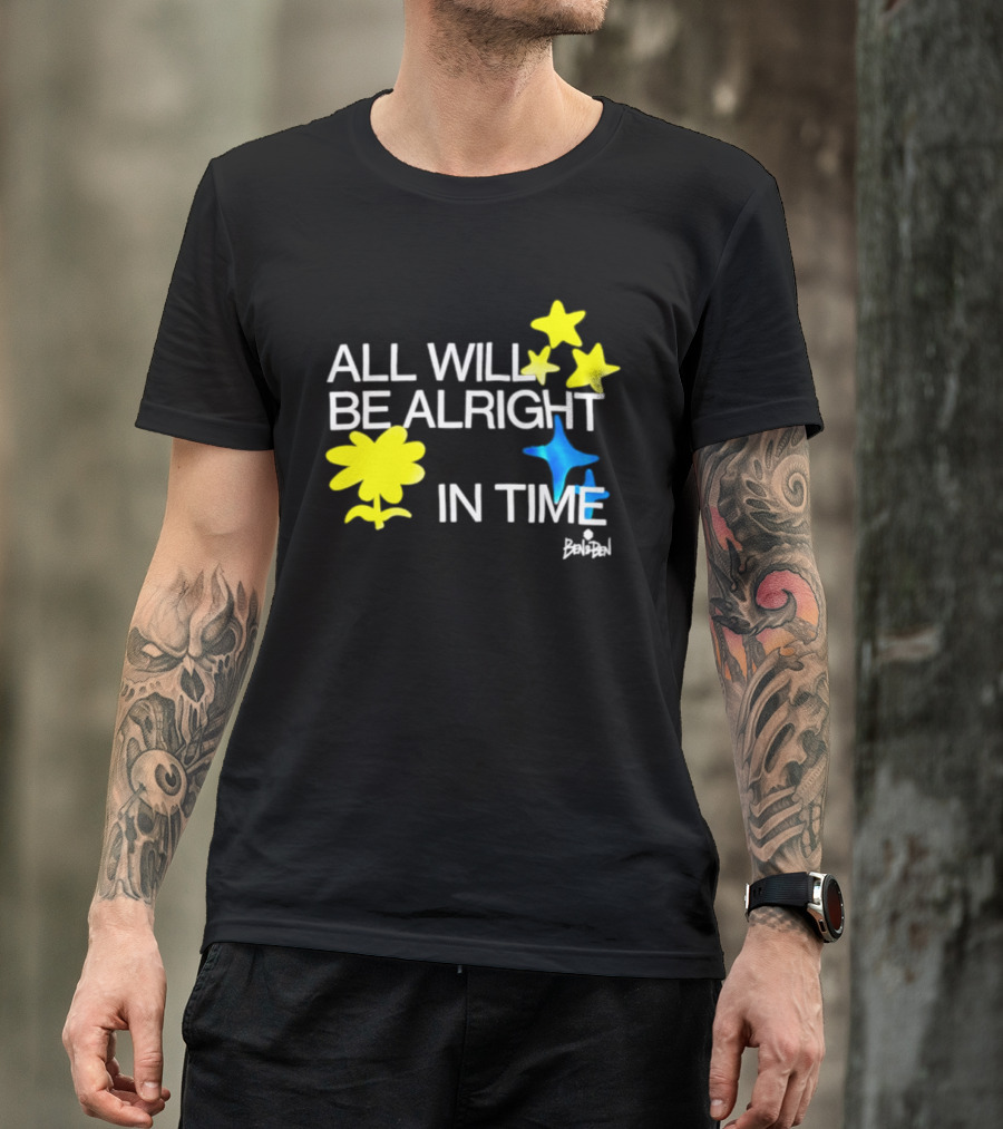 All Will Be Alright In Time OPM Star Text With Yellow Flowers And Stars T-Shirt