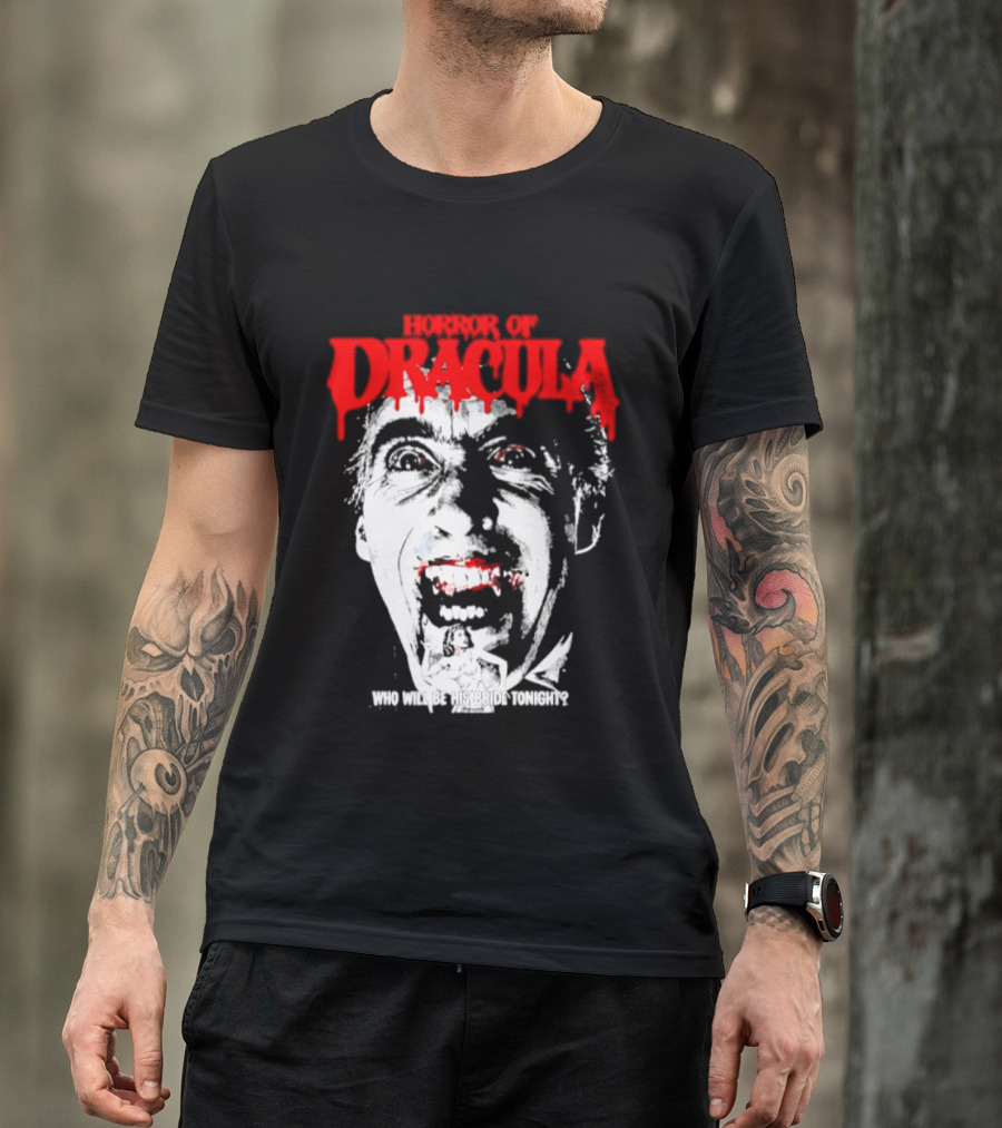 Horror Of Dracula Who Will Be His Bride Tonight Vintage Vampire Movie T-Shirt