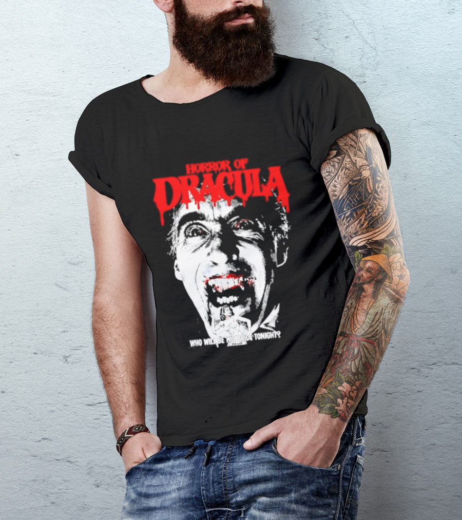 Horror Of Dracula Who Will Be His Bride Tonight Vintage Vampire Movie T-Shirt