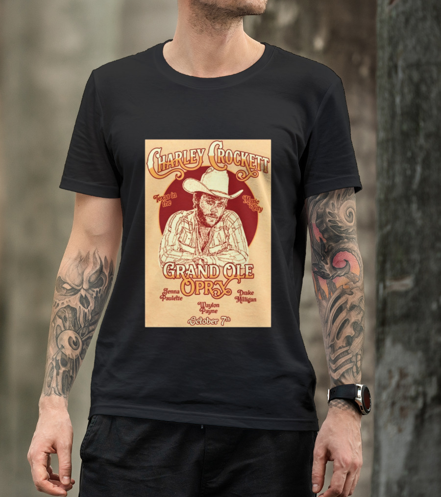 Charley Crockett Grand Ole Opry Nashville October 7 Texas In The Music City T-Shirt