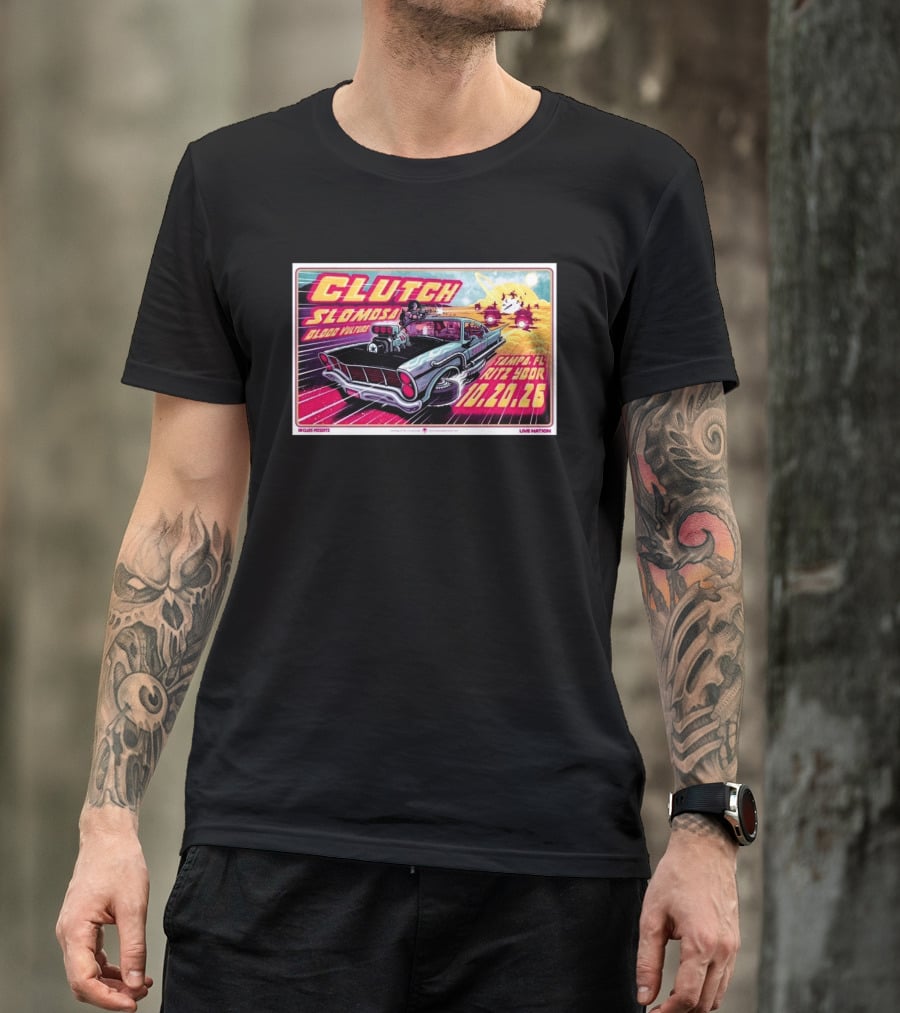 Clutch Slomosa Blood Vulture Tampa FL Ritz Ybor 10 20 26 Live Nation Promo Car T-Shirt