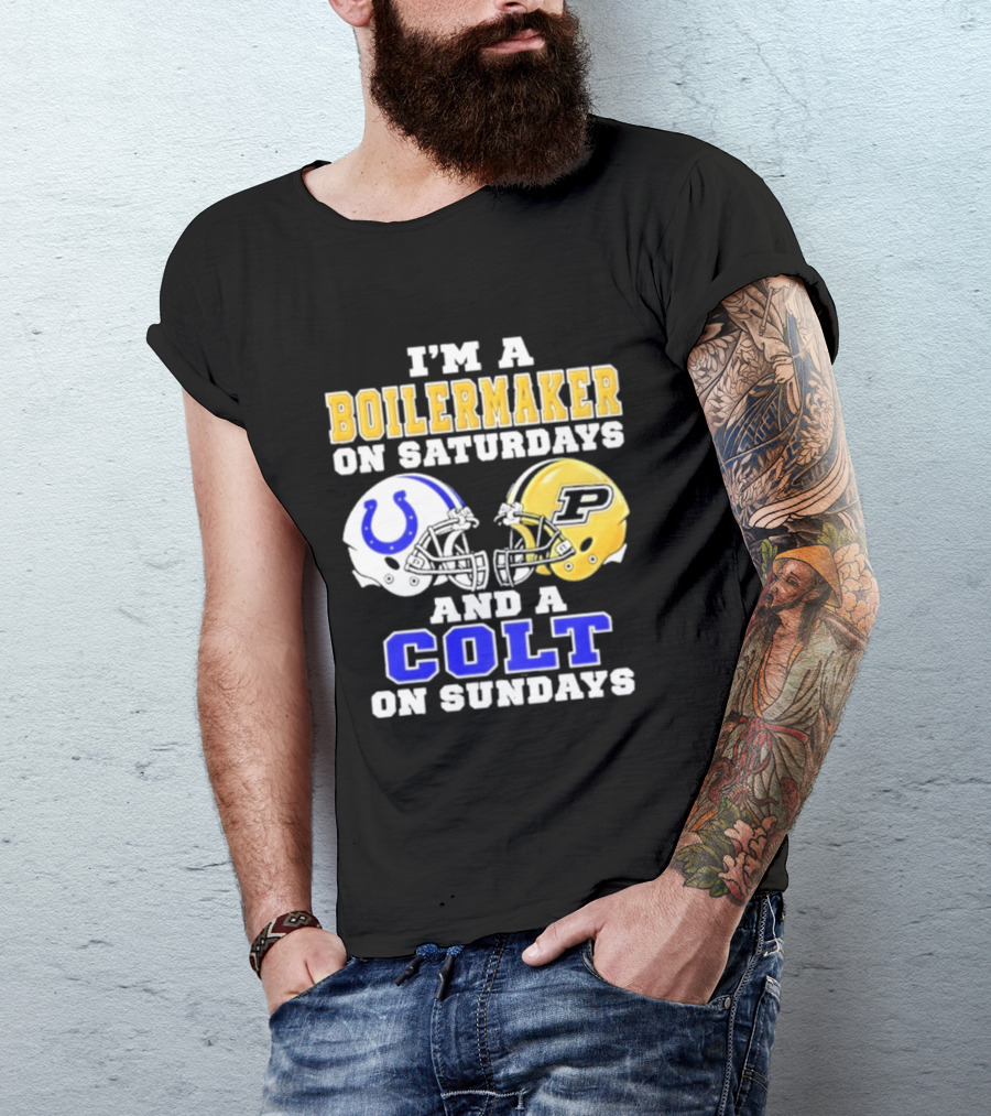 I'm A Boilermaker On Saturdays And A Colt On Sundays Football Helmets T-Shirt