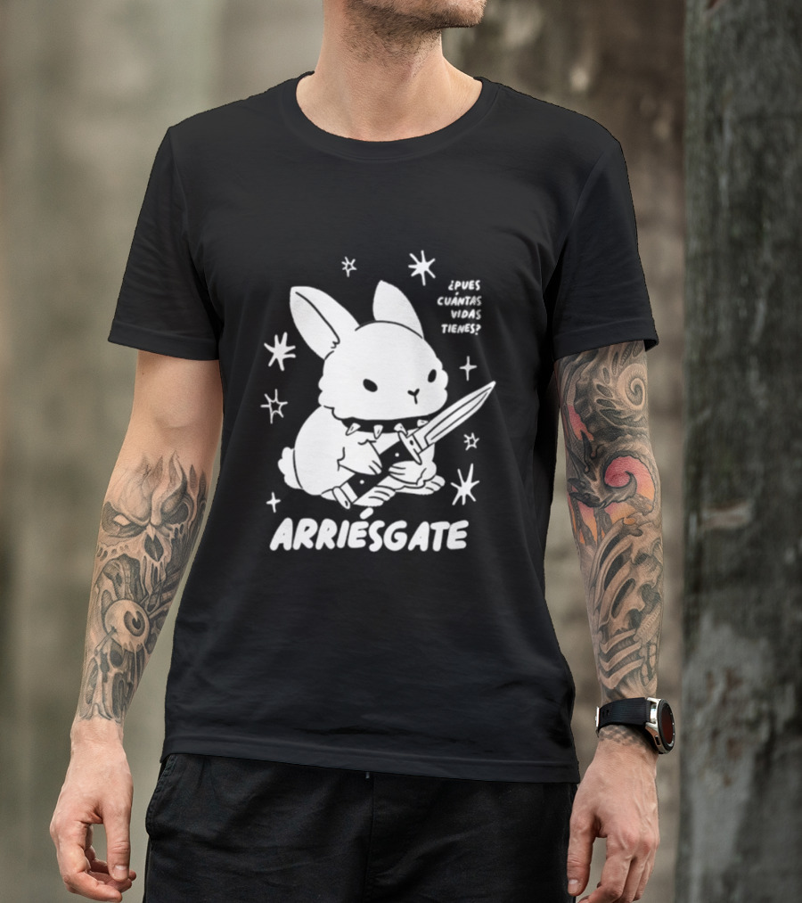 Dulce Nopronto ¿Pues Cuántas Vidas Tienes Arriésgate Conejo Cuchillo Kawaii Estrellas T-Shirt