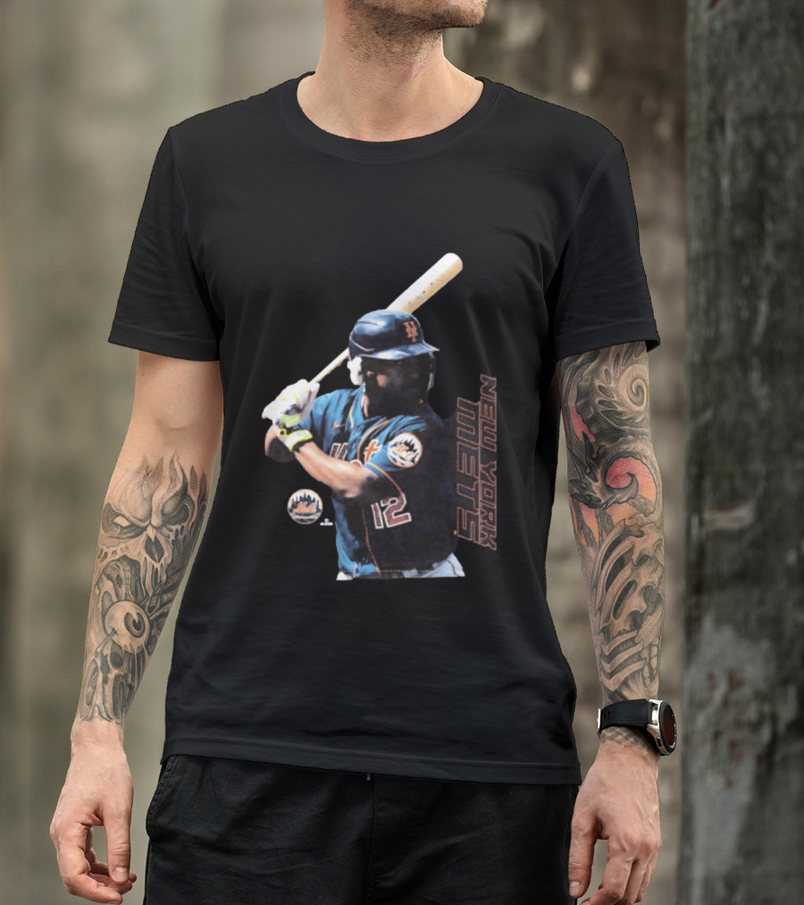 Francisco Lindor New York Mets MLB Number 12 Baseball Batting Action T-Shirt