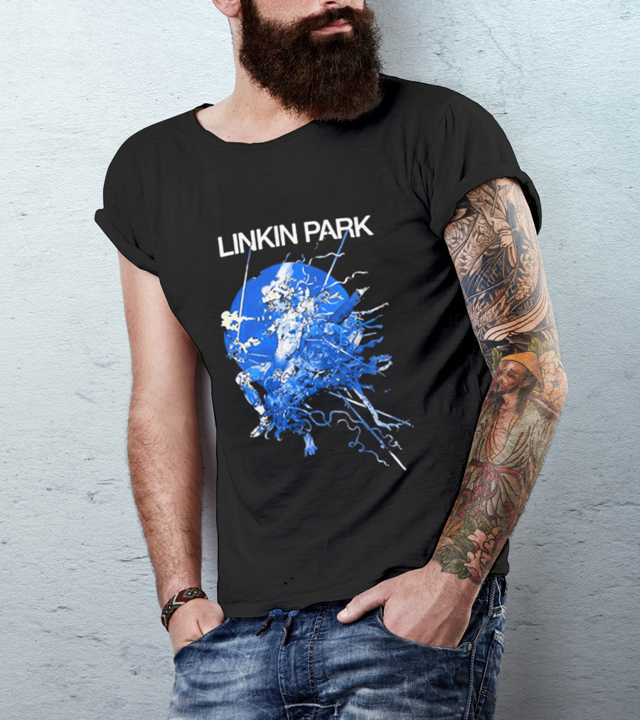 Linkin Park Katsuya Terada Blue Abstract Art Collaboration T-Shirt
