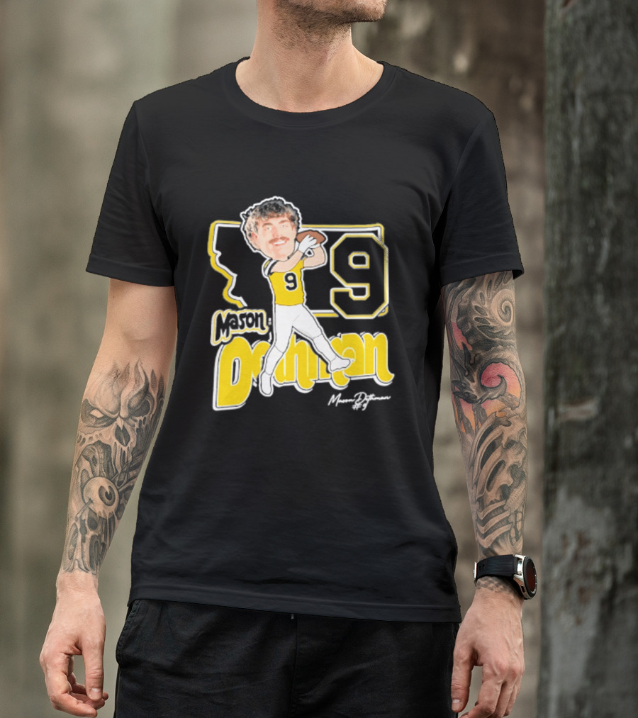 Mason Dethman Montana State Bobcats Caricature 2026 Number 9 Football T-Shirt