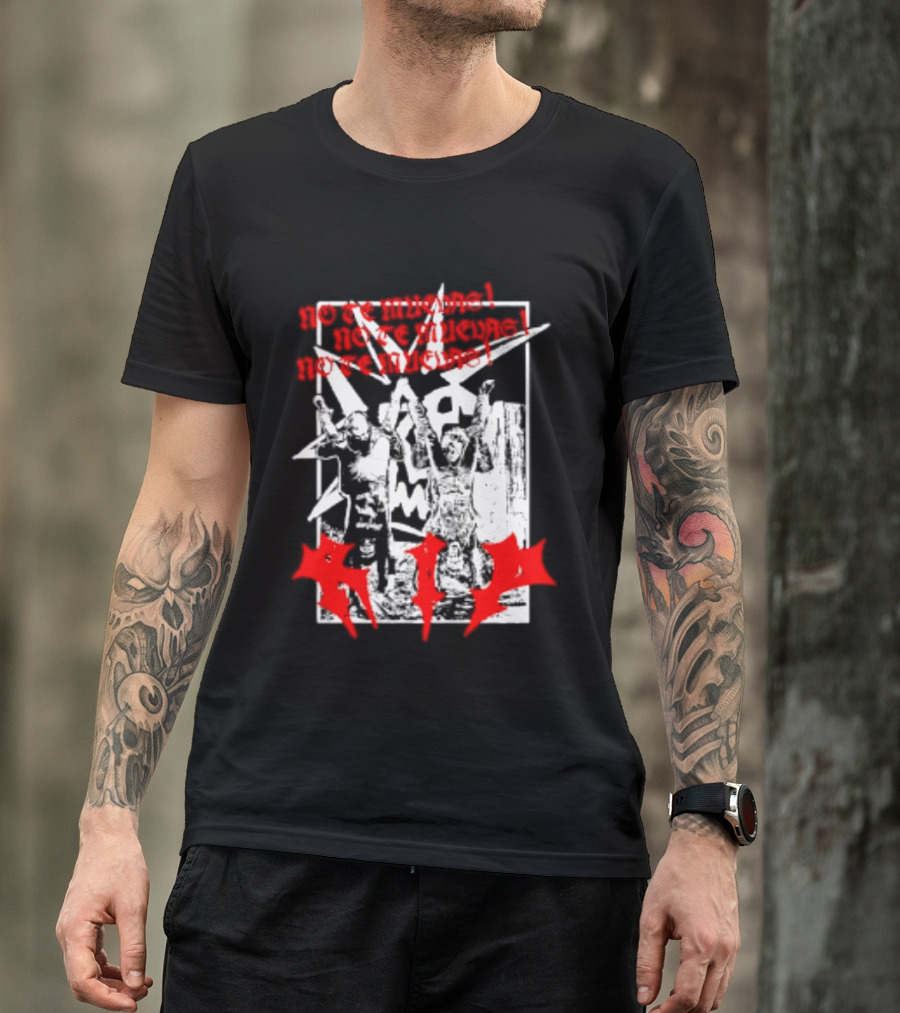 No Te Muevas Rip Punk Rock Hardcore Band White And Red Distorted T-Shirt
