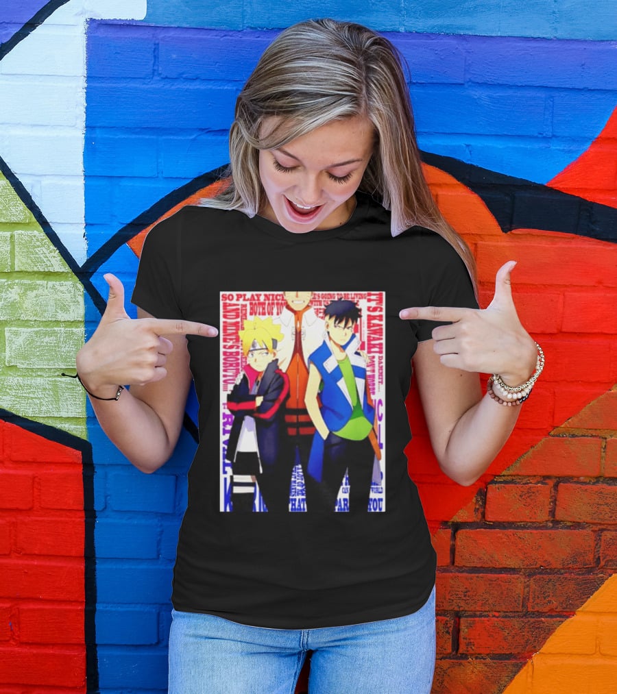 Uzumaki Boruto Naruto Kawaki Rivals Bright Style Manga Characters T-Shirt