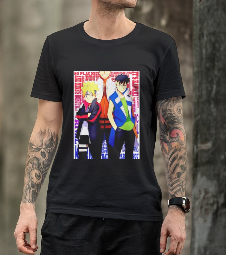 Uzumaki Boruto Naruto Kawaki Rivals Bright Style Manga Characters T-Shirt