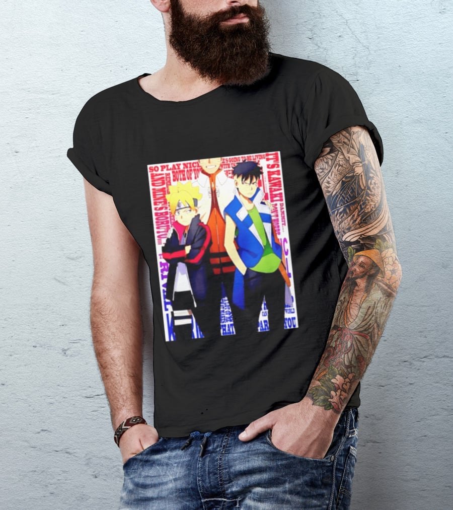 Uzumaki Boruto Naruto Kawaki Rivals Bright Style Manga Characters T-Shirt
