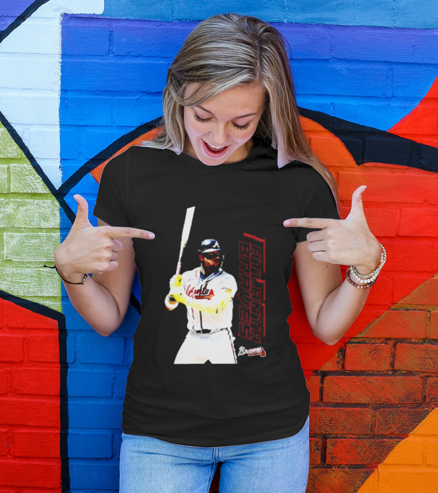 Ronald Acuña Jr Atlanta Braves Swing Action Baseball Player T-Shirt