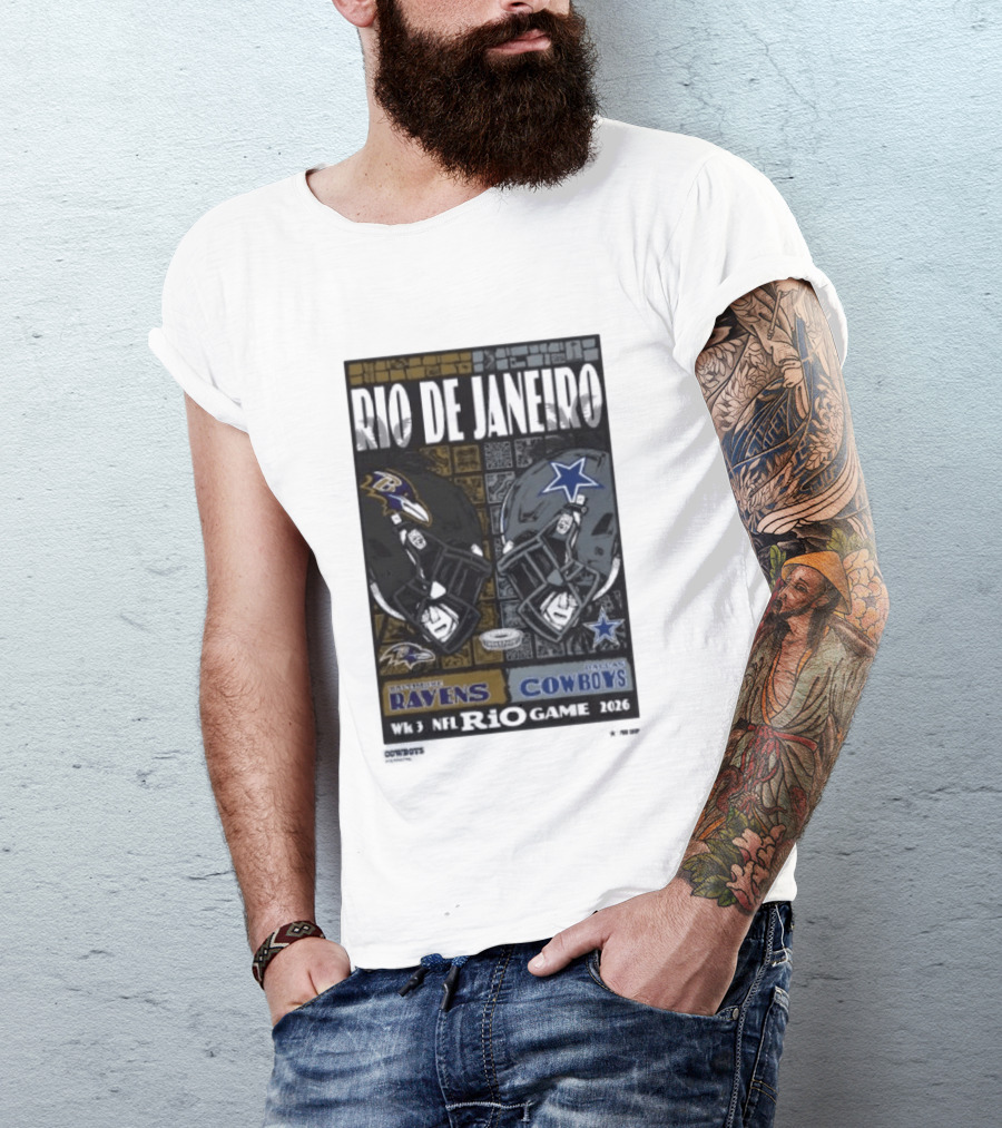 Rio De Janeiro Week 3 2026 NFL Ravens Cowboys Game T-Shirt
