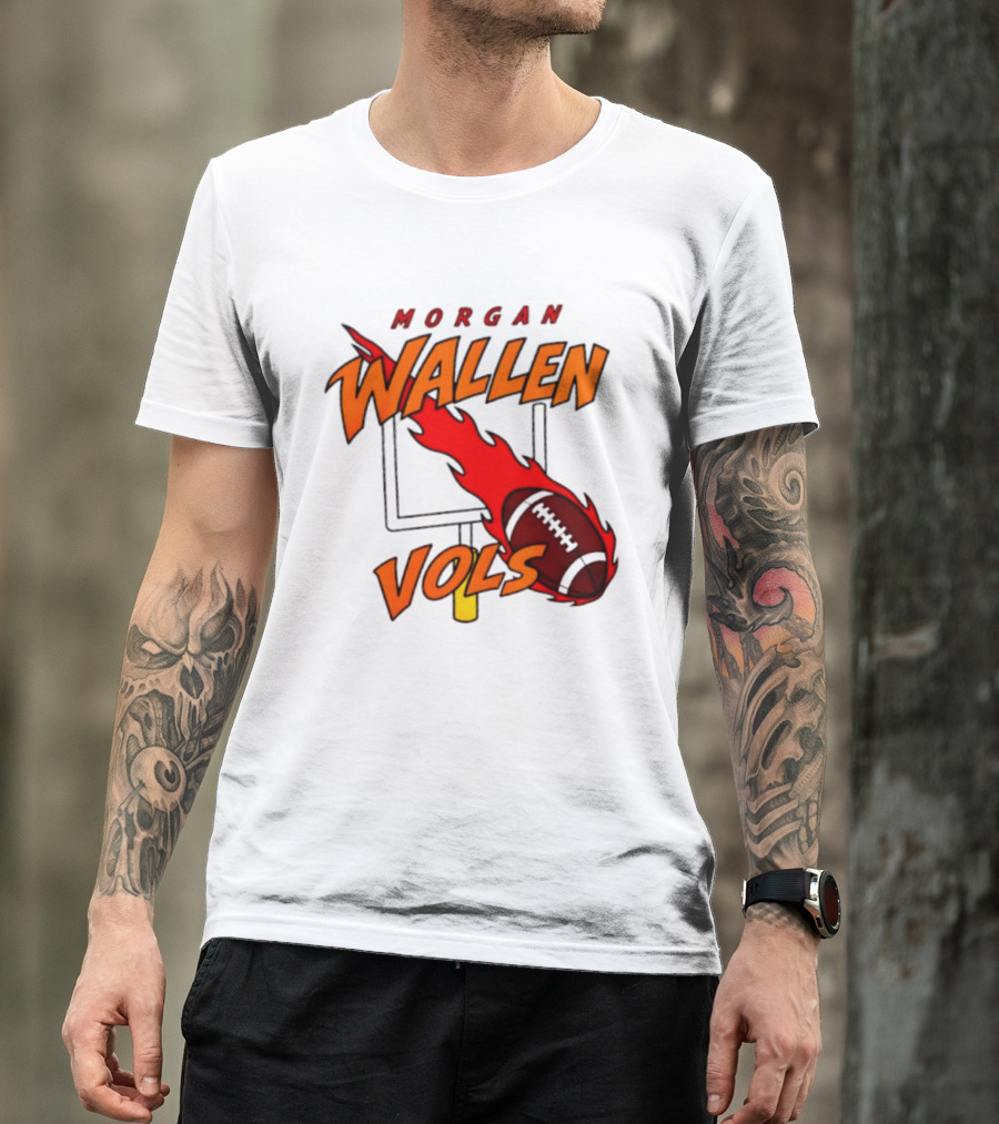 Morgan Wallen Vols Football Tennessee Volunteers Flaming Football Goalpost T-Shirt