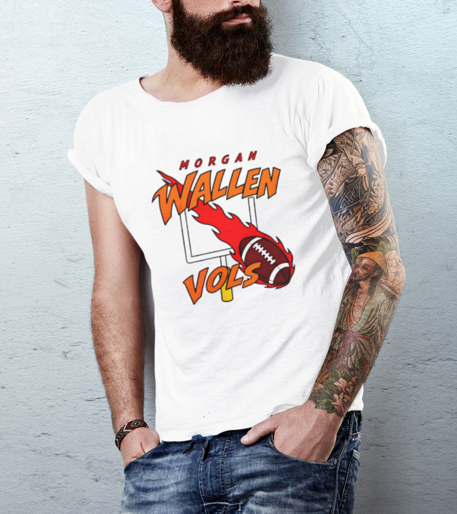 Morgan Wallen Vols Football Tennessee Volunteers Flaming Football Goalpost T-Shirt