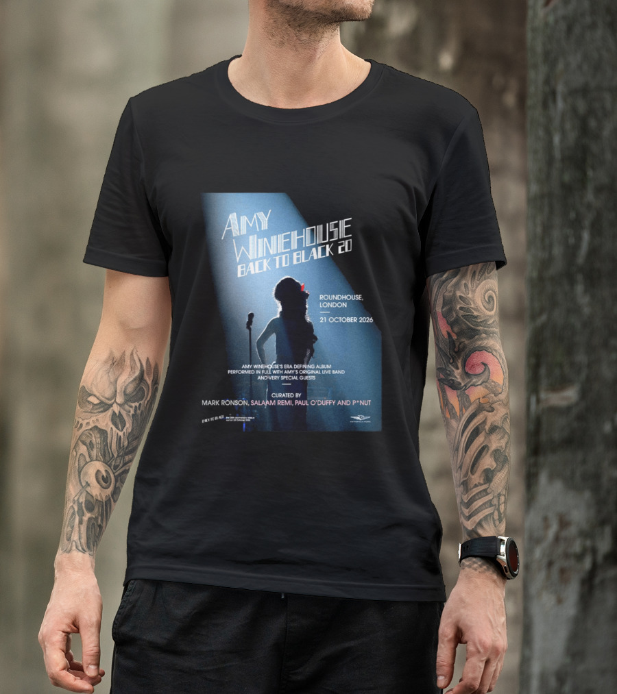 Amy Winehouse Back To Black 20 Roundhouse London 21 October 2026 Live Performance Event T-Shirt