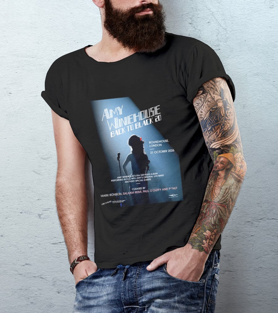Amy Winehouse Back To Black 20 Roundhouse London 21 October 2026 Live Performance Event T-Shirt
