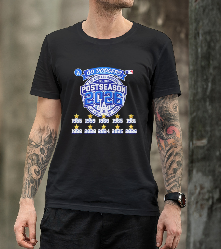 Los Angeles Dodgers 2026 Postseason Champs Ten Time Winners Est 1883 T-Shirt