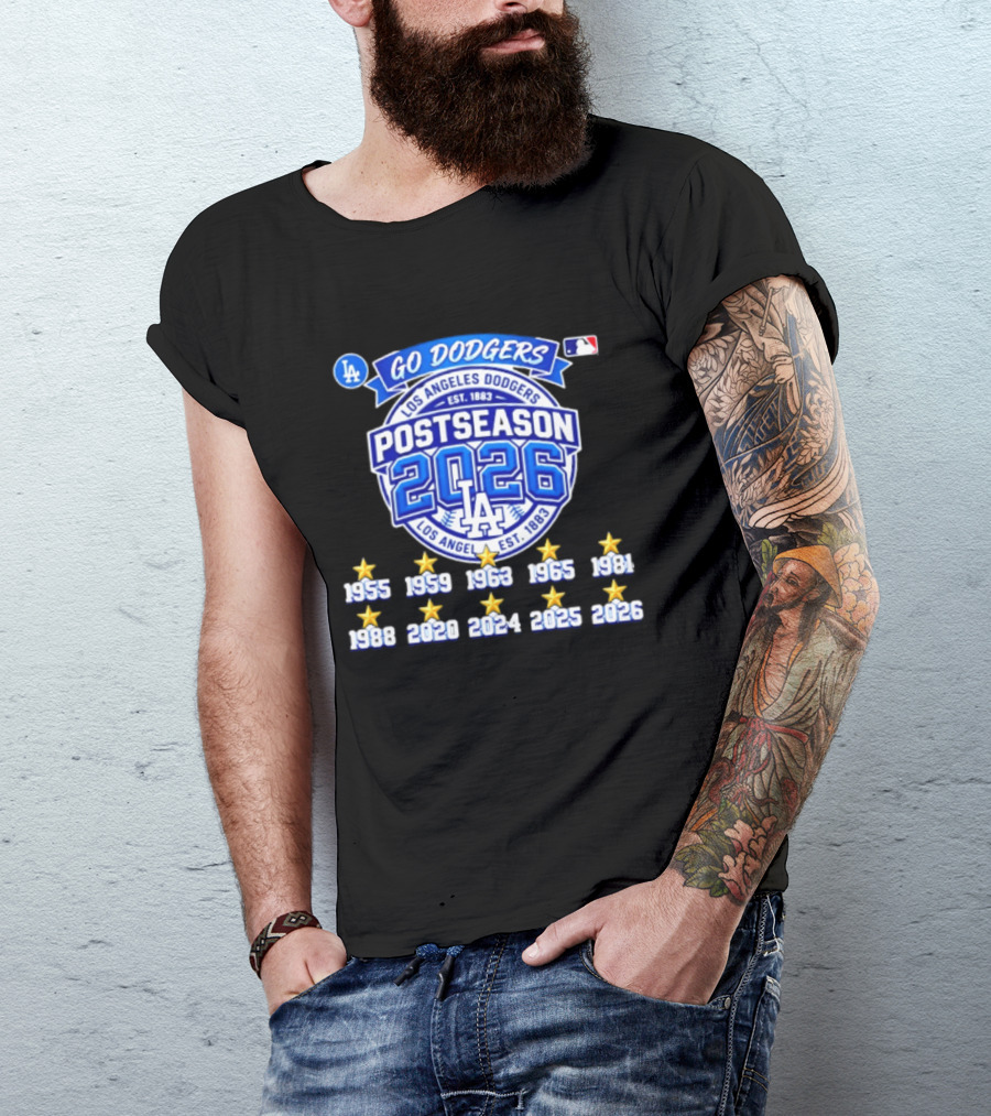 Los Angeles Dodgers 2026 Postseason Champs Ten Time Winners Est 1883 T-Shirt