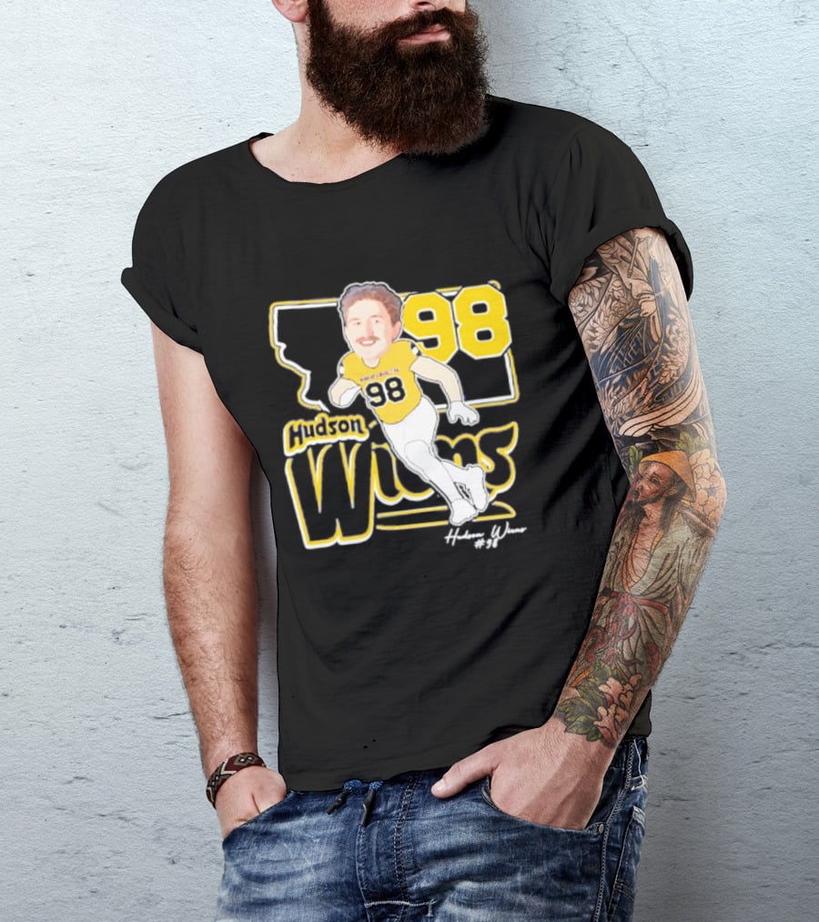 Hudson Wiens 98 Montana State Bobcats Player Caricature T-Shirt