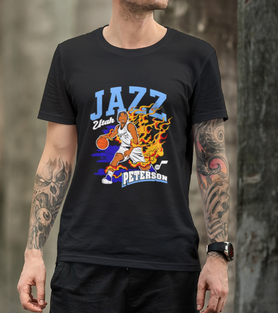 Utah Jazz Darryn Peterson Fiery Basketball Action Fan T-Shirt