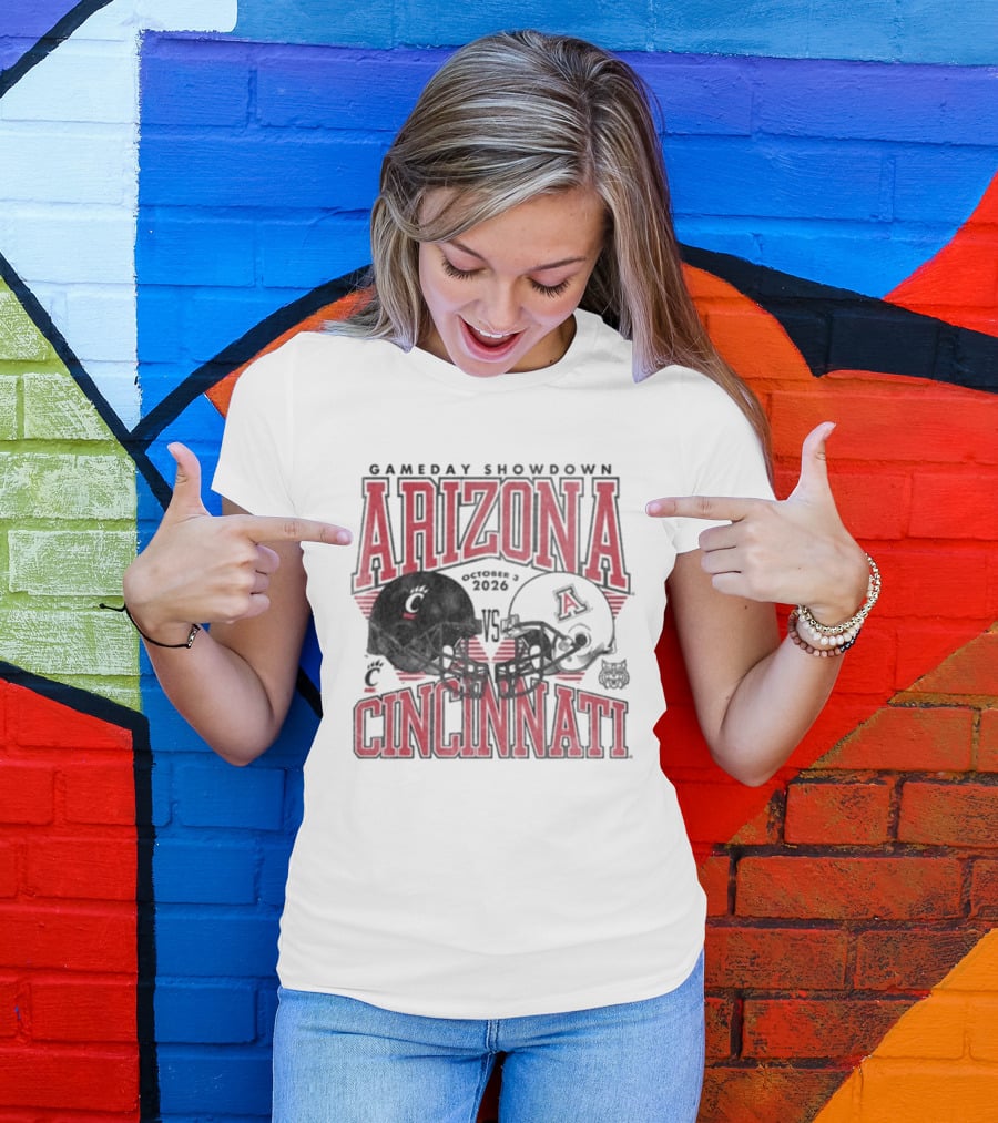 Arizona Wildcats Vs Cincinnati Bearcats October 3 2026 Football Helmet Gameday Showdown T-Shirt