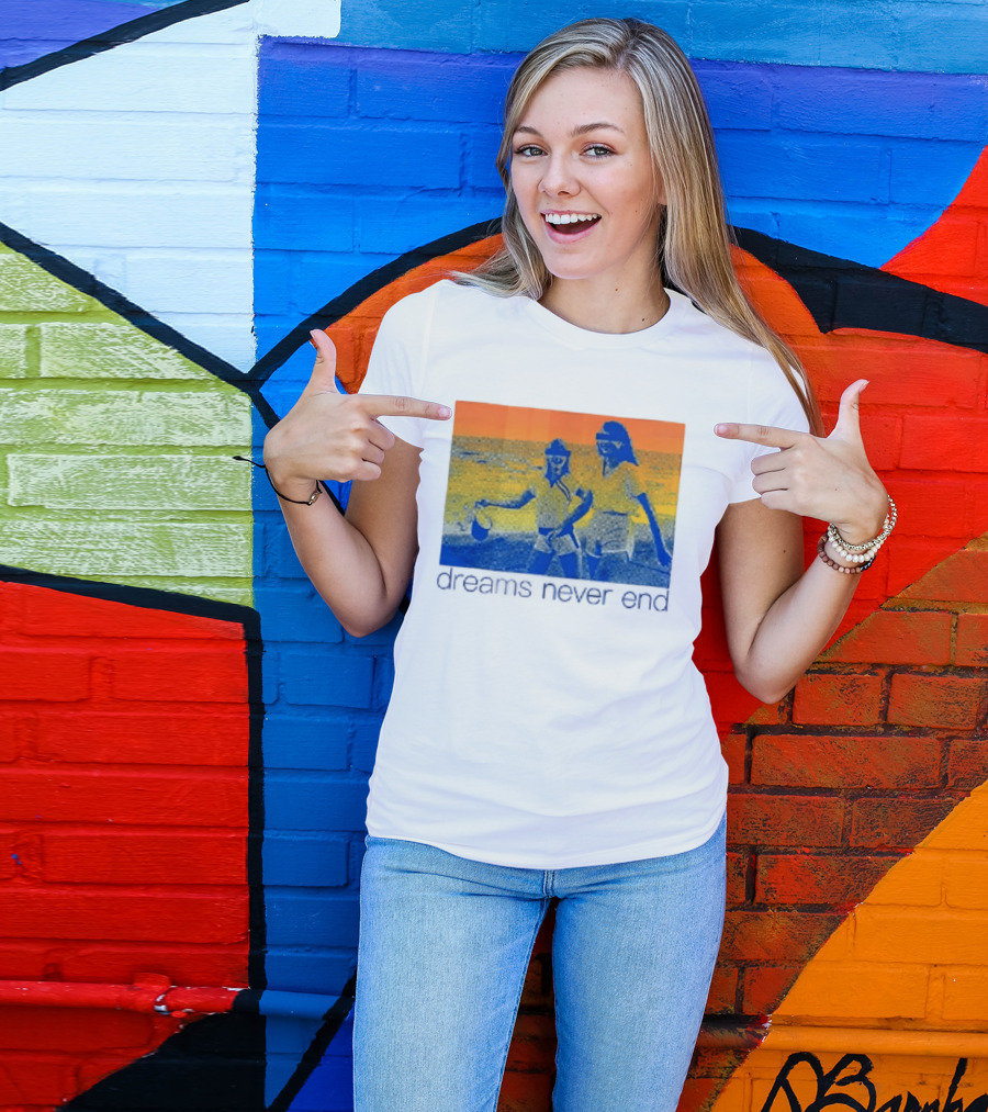 Dreams Never End DFA Records New York City Retro Beach Scene T-Shirt