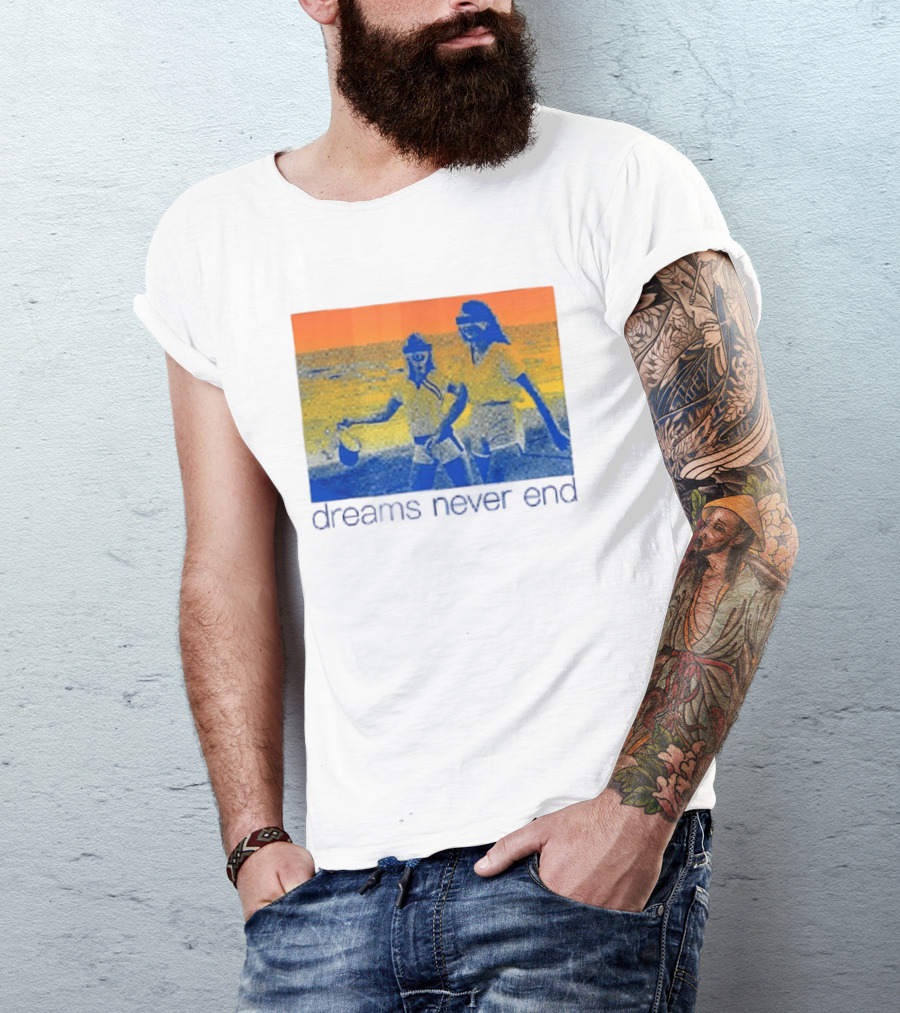 Dreams Never End DFA Records New York City Retro Beach Scene T-Shirt