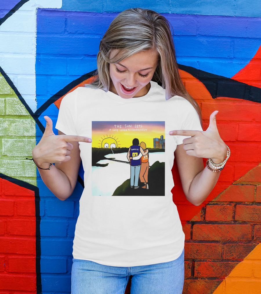 The Sun Sets A Love Letter To Connecticut Basketball Couple Sunrise Sunset T-Shirt