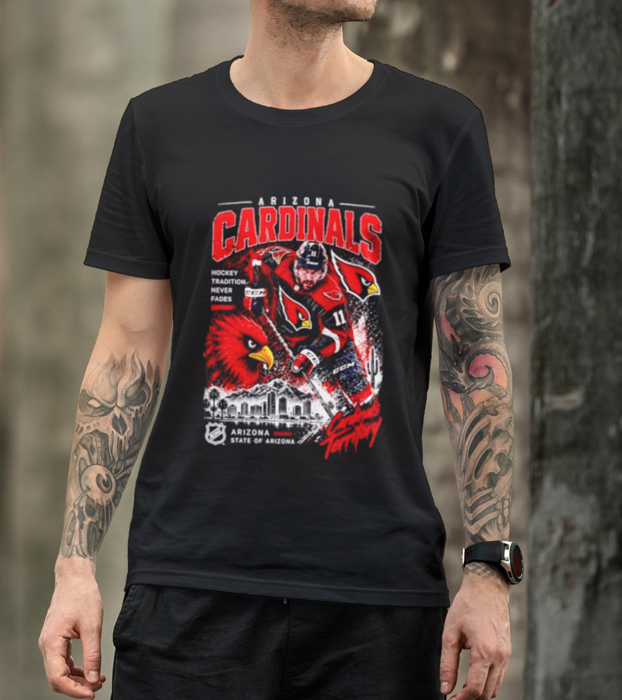 Arizona Cardinals NHL Hockey Tradition Never Fades Cardinals Territory Arizona Skyline T-Shirt