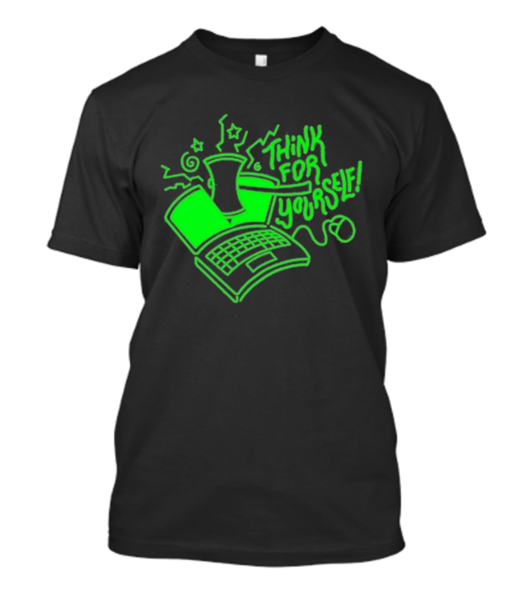 Avi Matzo X RAYGUN Think For Yourself Computer Stars Green T-Shirt