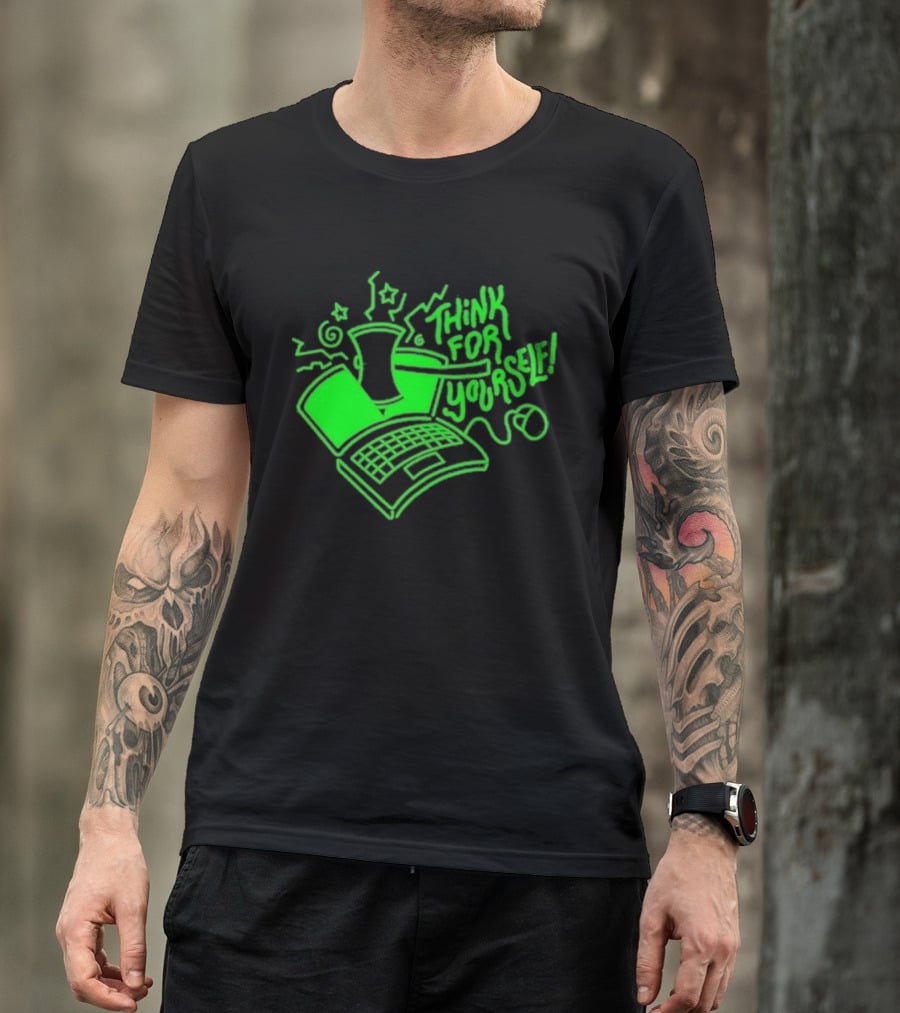 Avi Matzo X RAYGUN Think For Yourself Computer Stars Green T-Shirt