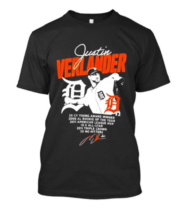 Justin Verlander 35 Detroit Tigers MLB MVP 2006 AL Rookie Cy Young T-Shirt
