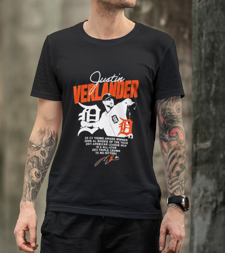 Justin Verlander 35 Detroit Tigers MLB MVP 2006 AL Rookie Cy Young T-Shirt