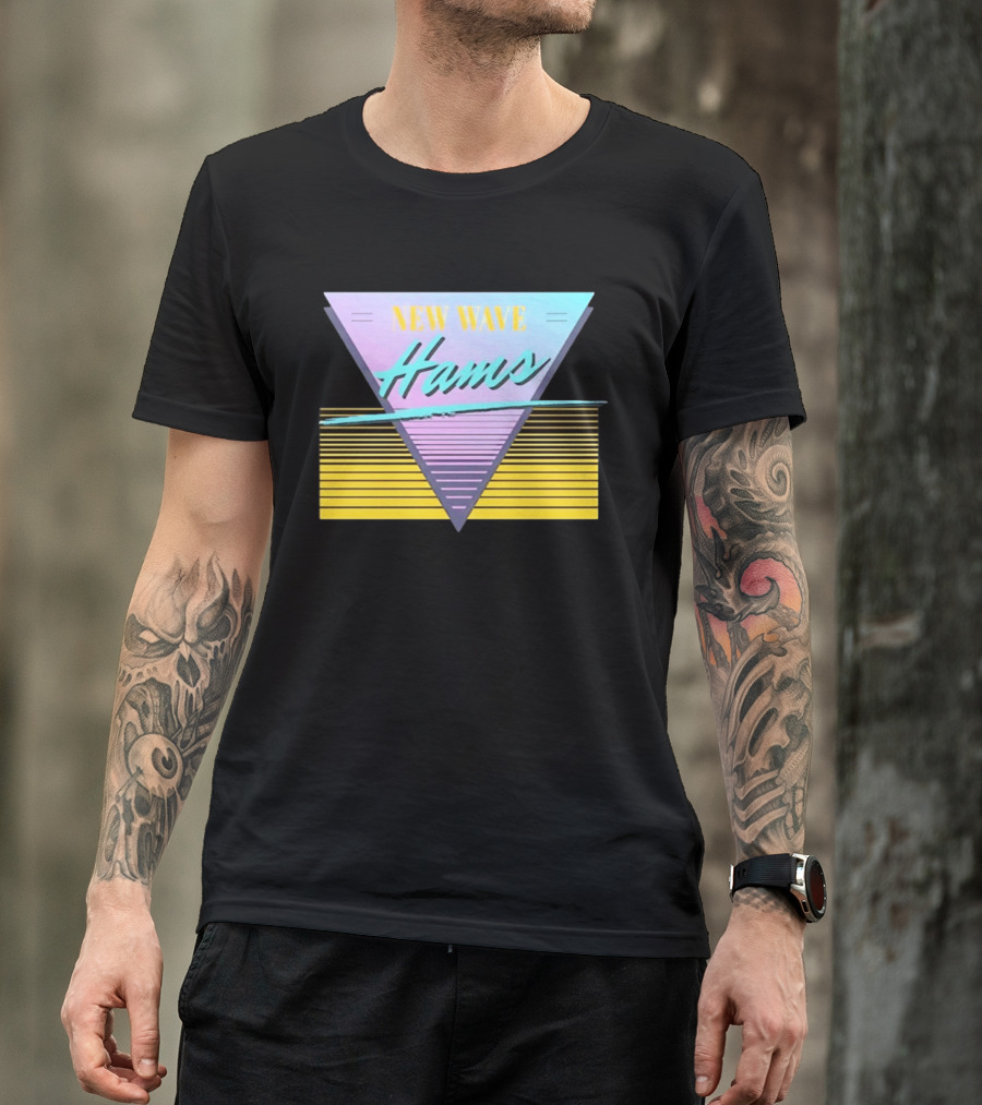 New Wave Hams Retro 80s Aesthetic Triangle Stripes T-Shirt