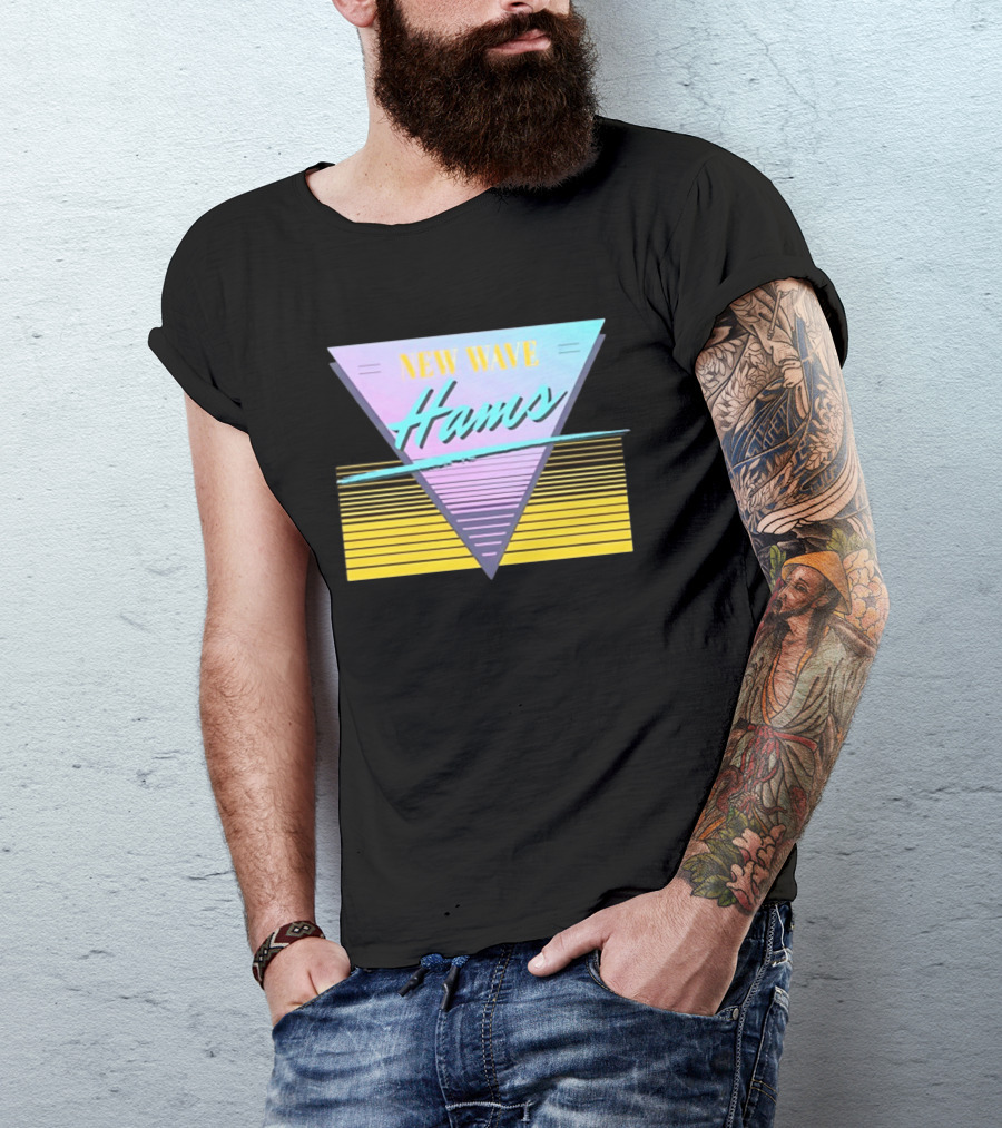 New Wave Hams Retro 80s Aesthetic Triangle Stripes T-Shirt