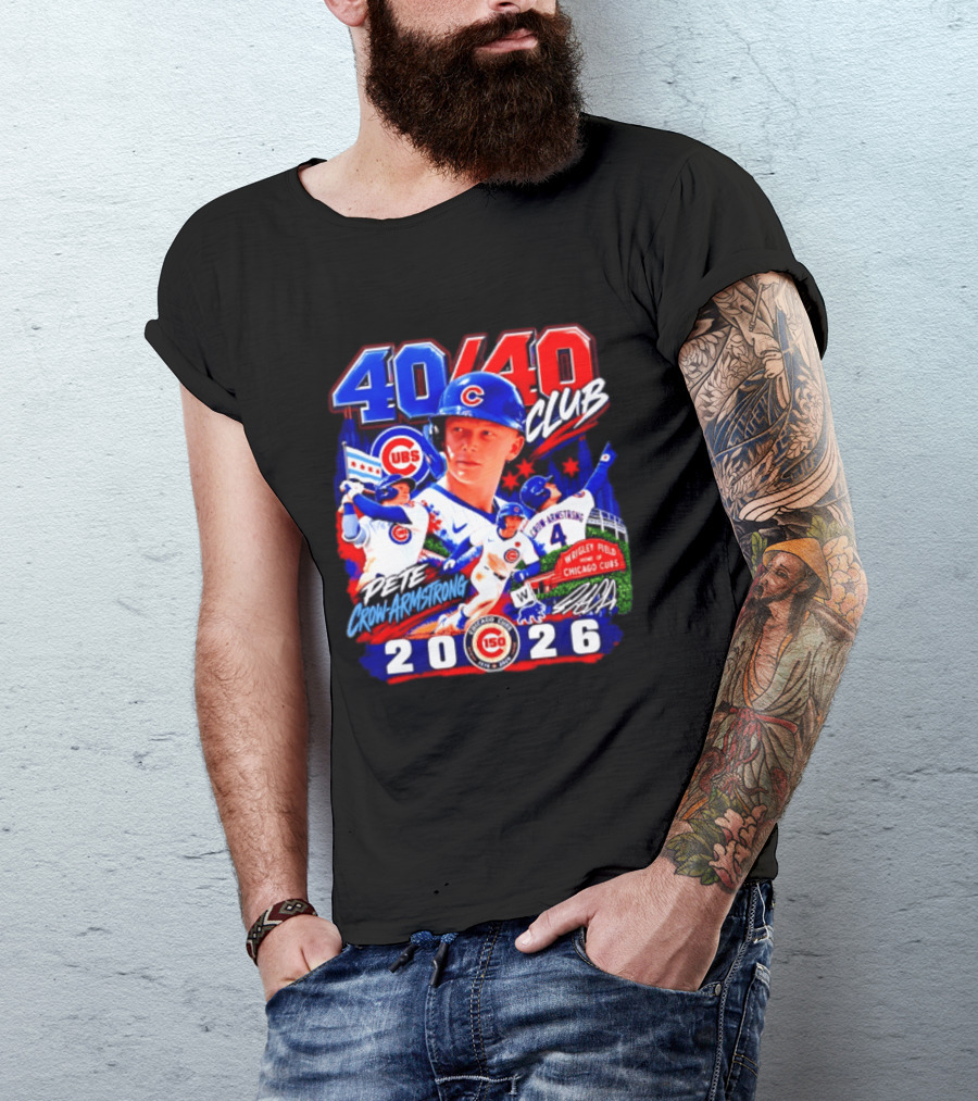 40/40 Club Pete Crow Armstrong Chicago Cubs Wrigley Field 2026 T-Shirt