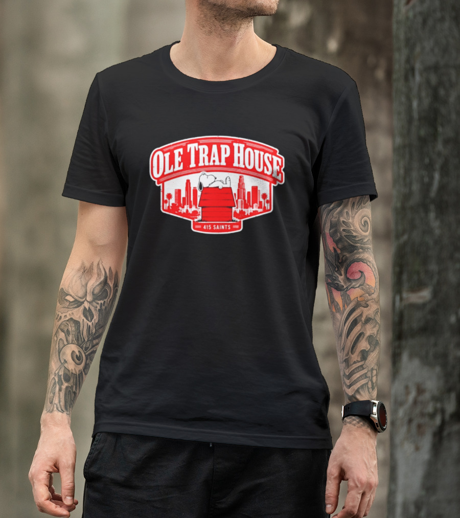 Ole Trap House Snoopy 415 Saints Skyline T-Shirt