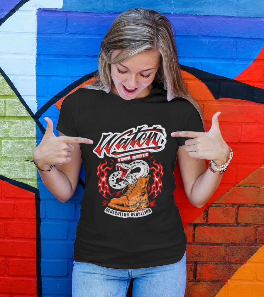 Your Boots Snake Fire Blue Collar Rebellion T-Shirt