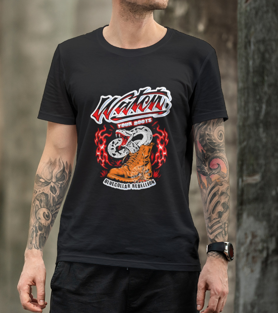 Your Boots Snake Fire Blue Collar Rebellion T-Shirt