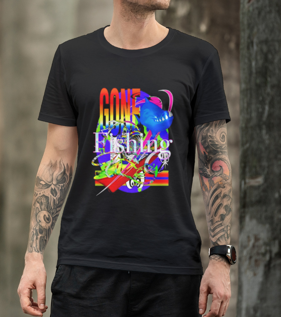 Gone Fishing Shark Rainbow Kayak Adventure T-Shirt