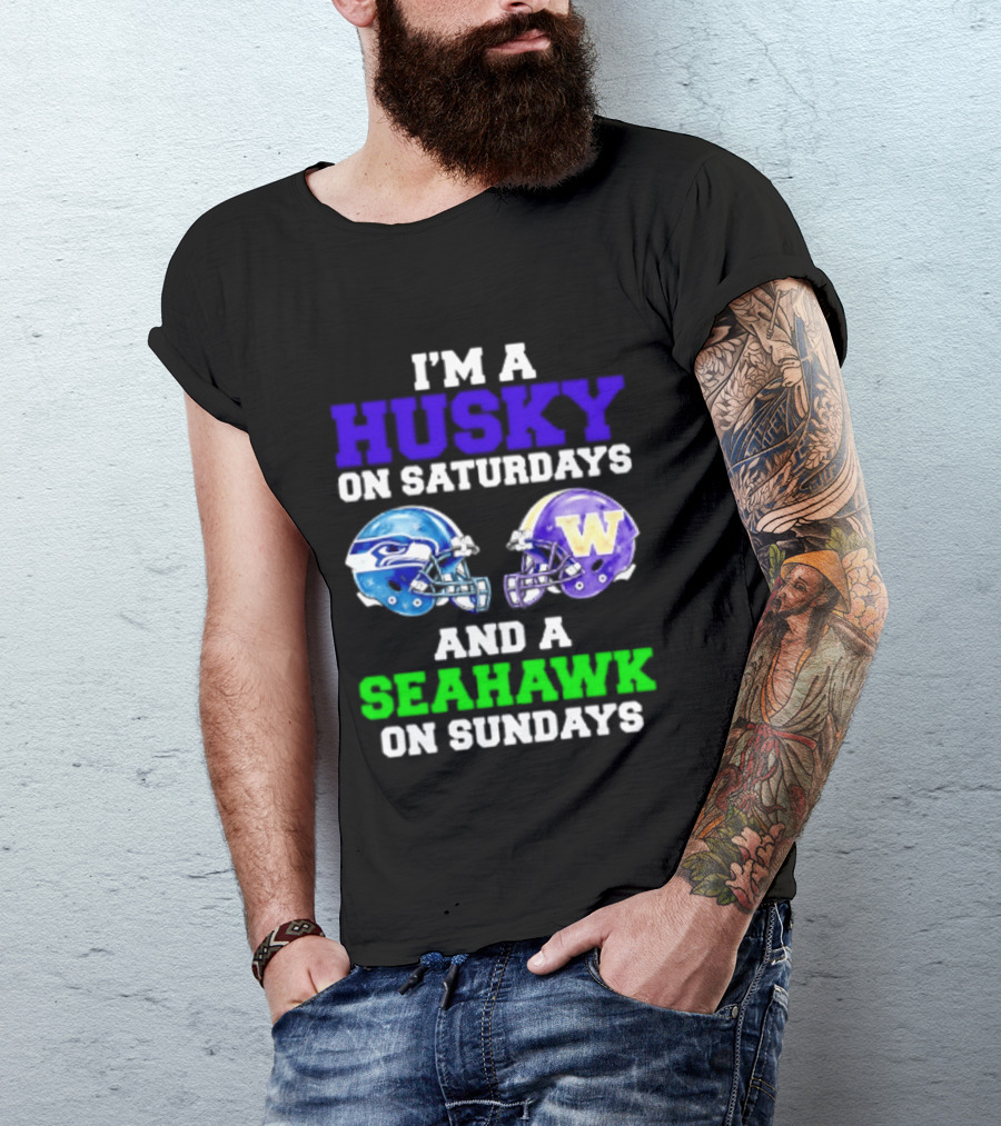 I'm A Husky On Saturdays And A Seahawk On Sundays Football Fan Gear T-Shirt
