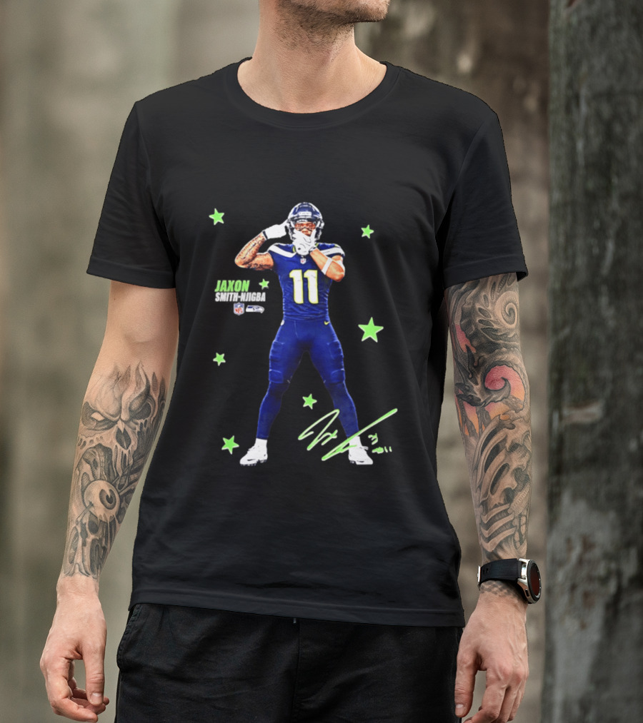 Jaxon Smith Njigba Seattle Seahawks Number 11 NFL Star Player T-Shirt