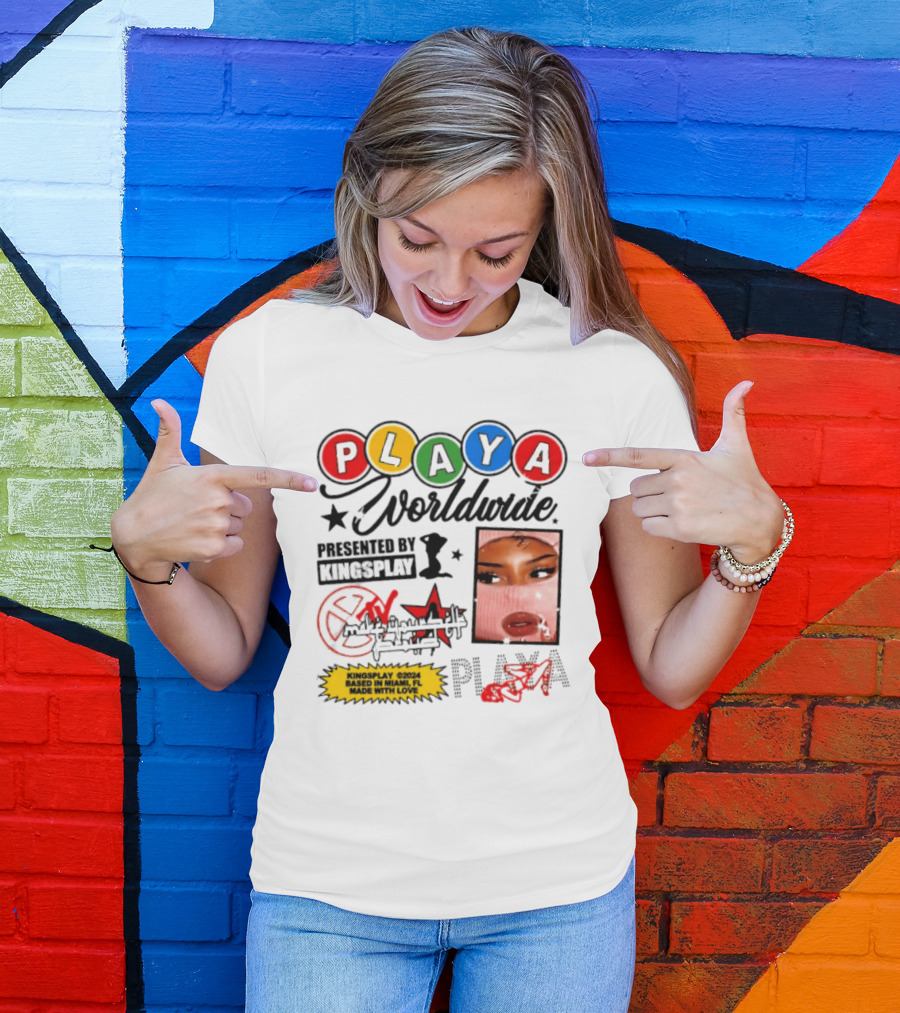 Playa Worldwide Kingsplay Miami Colorful Circles And Urban Street T-Shirt