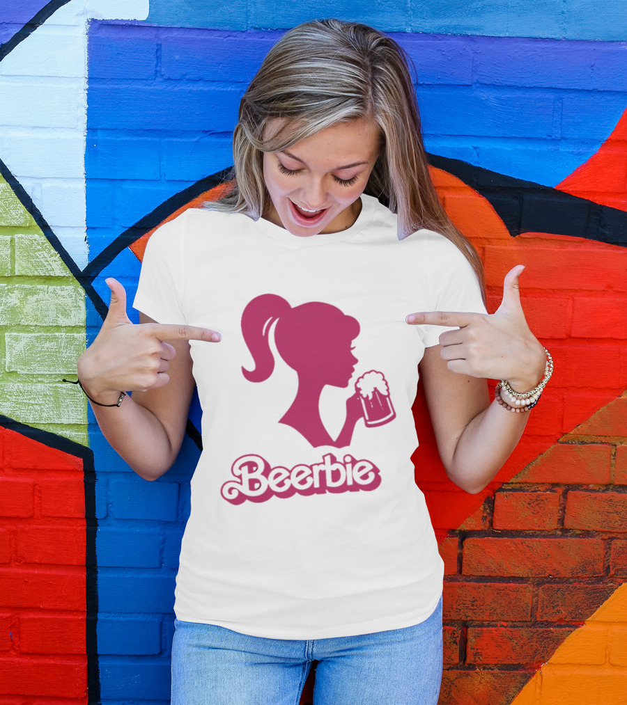 Beerbie Pink Beer Barbie Icon With Beer T-Shirt