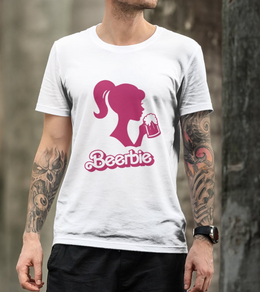 Beerbie Pink Beer Barbie Icon With Beer T-Shirt