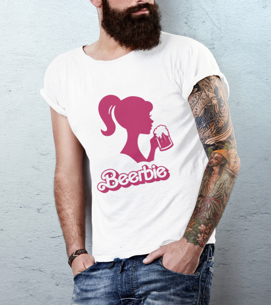 Beerbie Pink Beer Barbie Icon With Beer T-Shirt