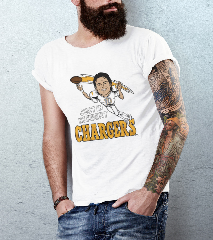 Justin Herbert Chargers Football Caricature Los Angeles T-Shirt
