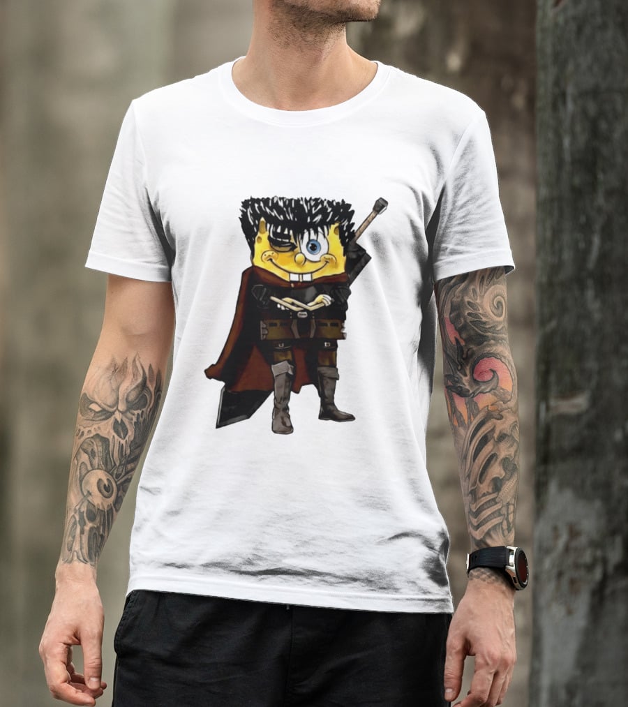 SpongeBob X Berserk Guts Crossover SpongeGuts SquarePants Character Mashup T-Shirt