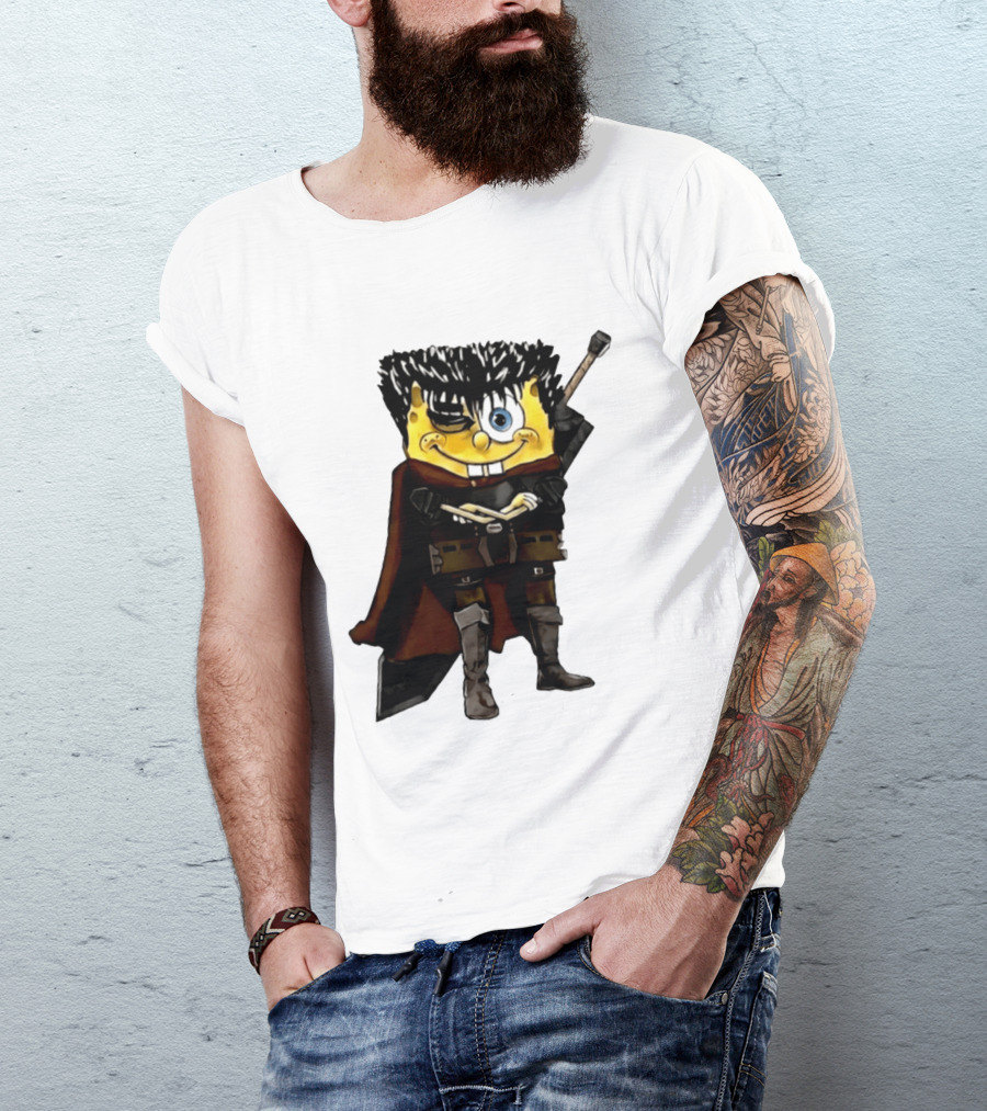 SpongeBob X Berserk Guts Crossover SpongeGuts SquarePants Character Mashup T-Shirt